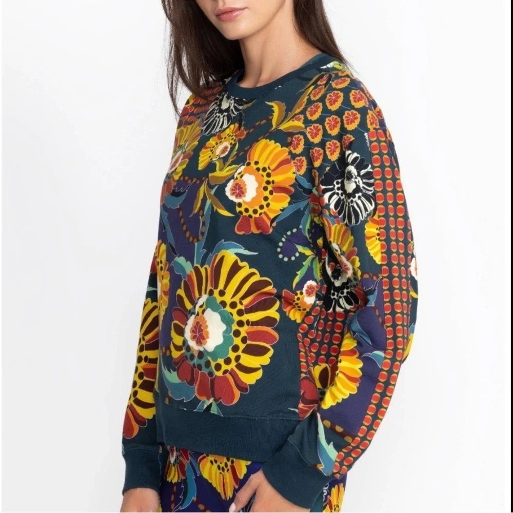Johnny Was-NWT Multicolor Janie Favorite Relaxed Printed Longsleeve Sweatshirt - Picture 2 of 8